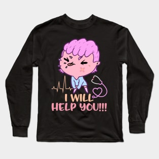 Yumi Kawaii Nurse Pastel Goth and Kawaii pastel goth art Long Sleeve T-Shirt